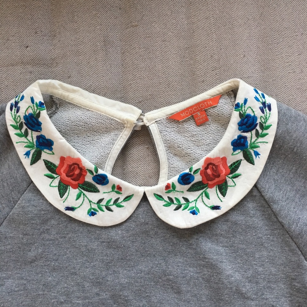 Modcloth Peter Pan collar 3/4 sleeve sweatshirt